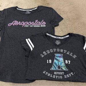 Aeropostale Charcoal and White Graphic Tees- Bundle 2